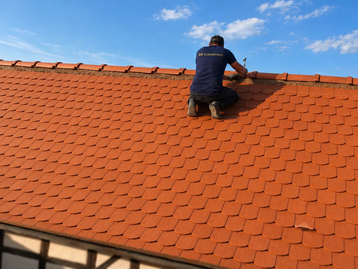 Artisan BR Couverture sur un chantier de couverture dans le Bas-Rhin